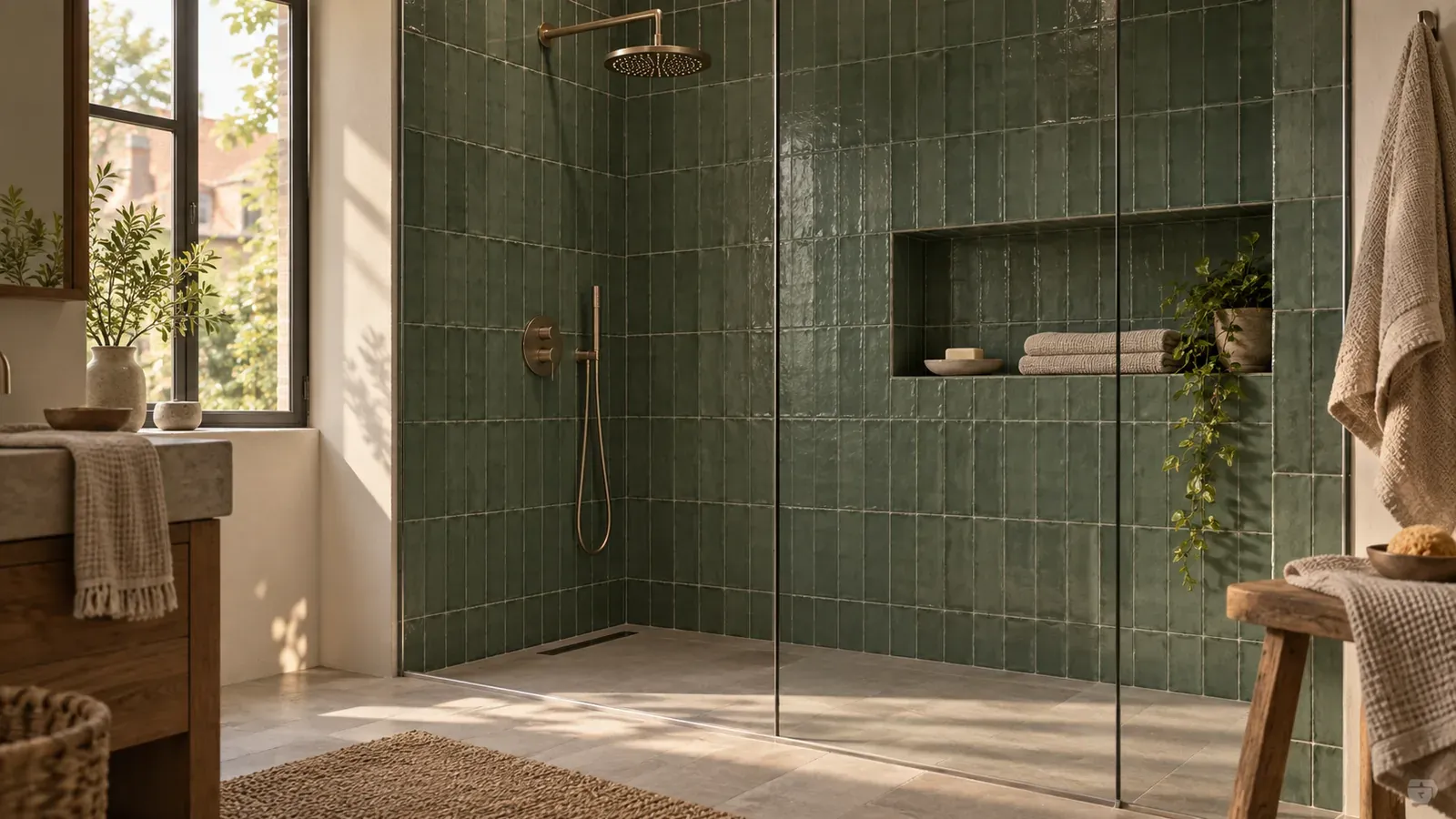 Douche italienne carrelage sage